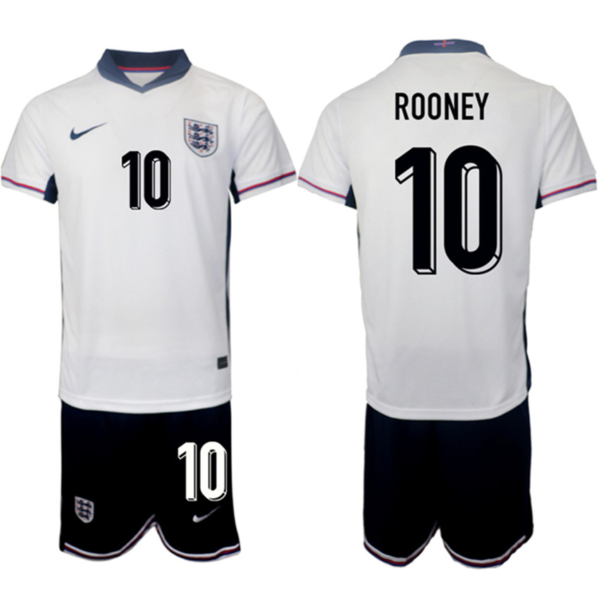 Men's White England #10 Wayne Rooney 2024-25 Home Soccer Jersey Suit